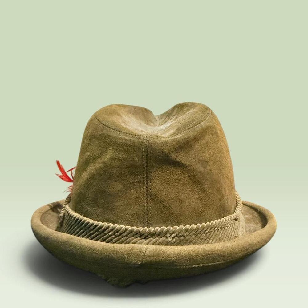 Knox new york green vintage fedora style hat with red feather